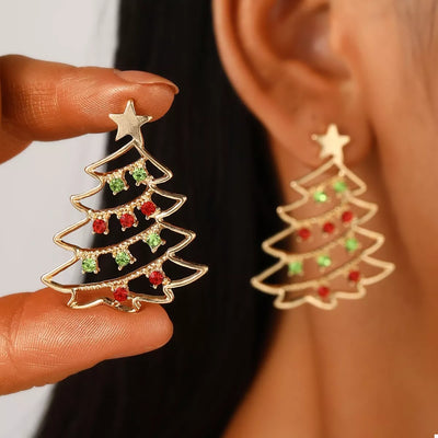 18K Gold-Plated Christmas Tree Earrings