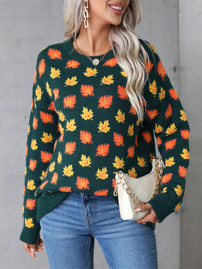 Angel Wings Maple Leaf Cozy Sweater - Perfect for Fall Chic