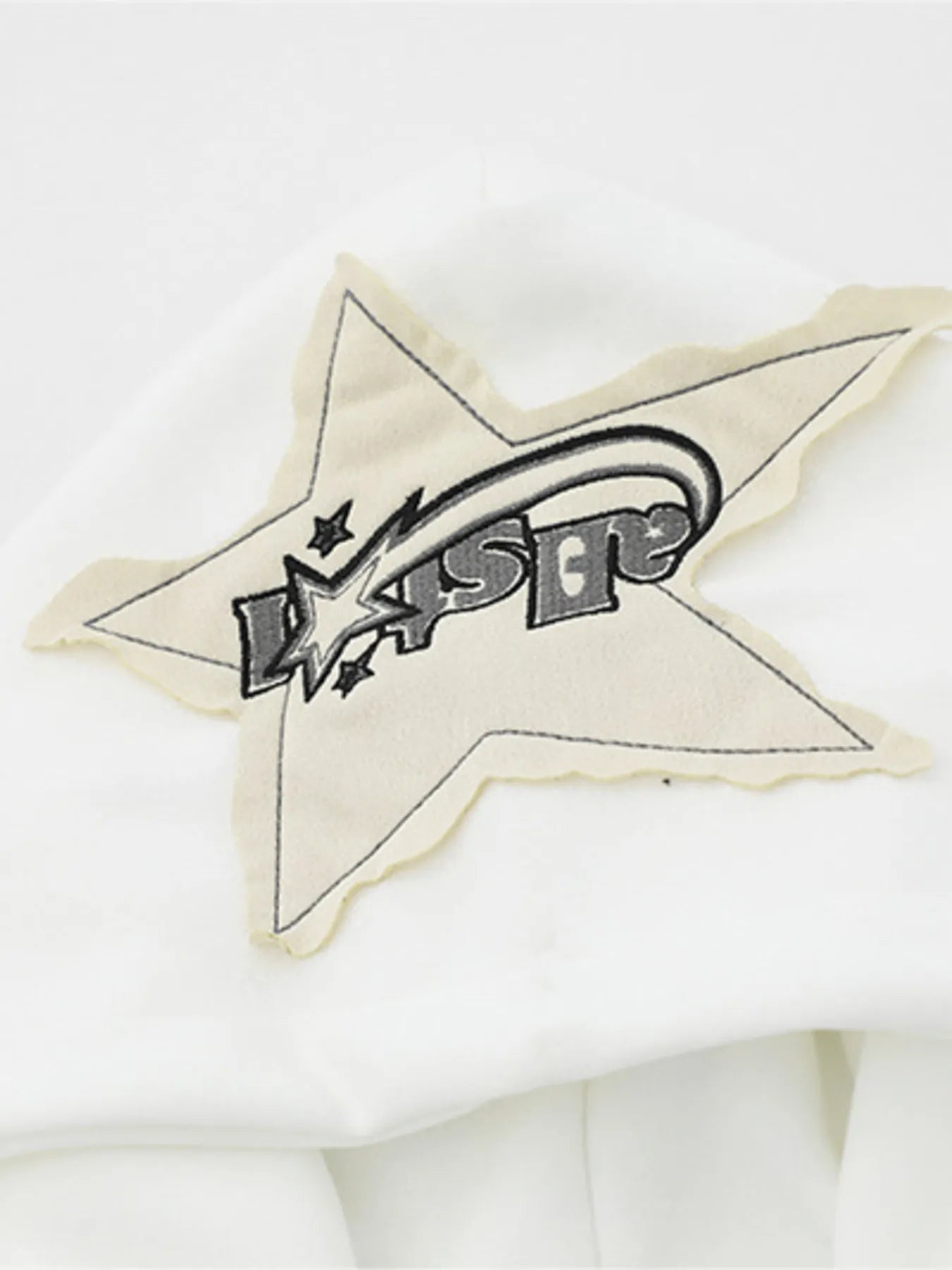 Men's Star Patch Oversized Hoodie with Snap Detail