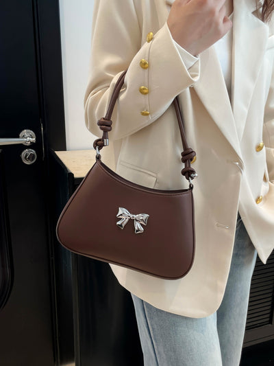 Chic Bow PU Leather Knotted Strap Handbag for Any Occasion