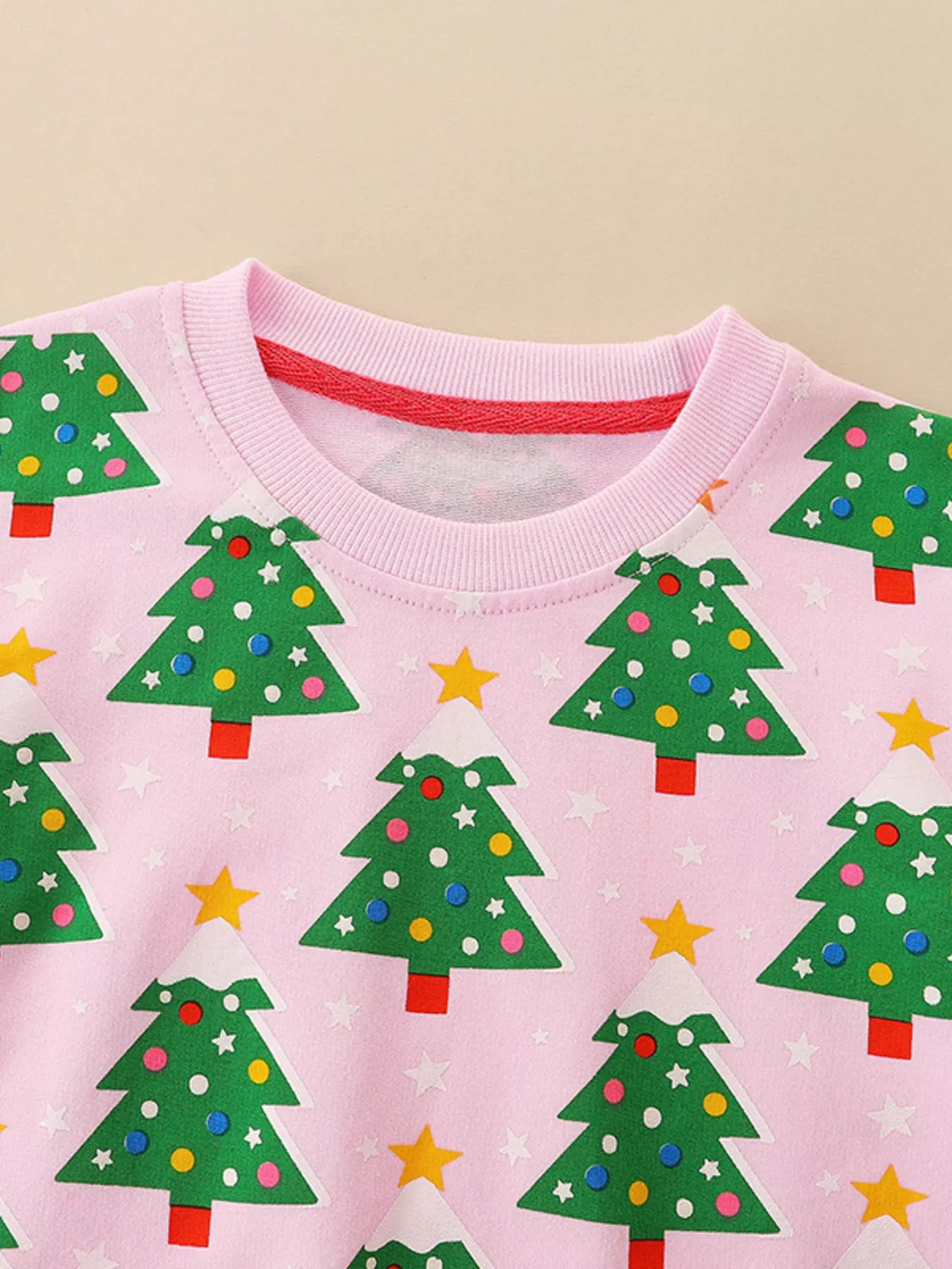 Children's Christmas Tree Print Crewneck Sweatshirt