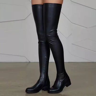 Over-the-Knee Block Heels Boots