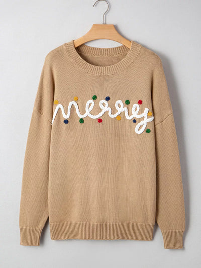 Merry Colorful Dot Detail Christmas Dolman Sweater