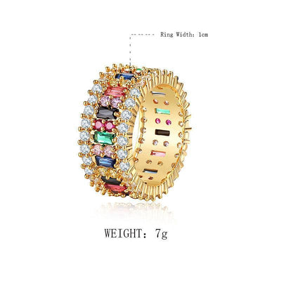Micro-inlaid Colorful Crystals Ring Geometric Pattern
