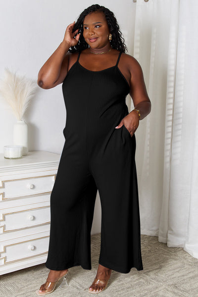 Versatile Spaghetti Strap V-Neck Jumpsuit – Trendy & Comfortable