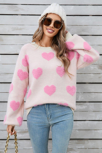 Cozy Angel Wings Heart Sweater with Trendy Dropped Shoulders