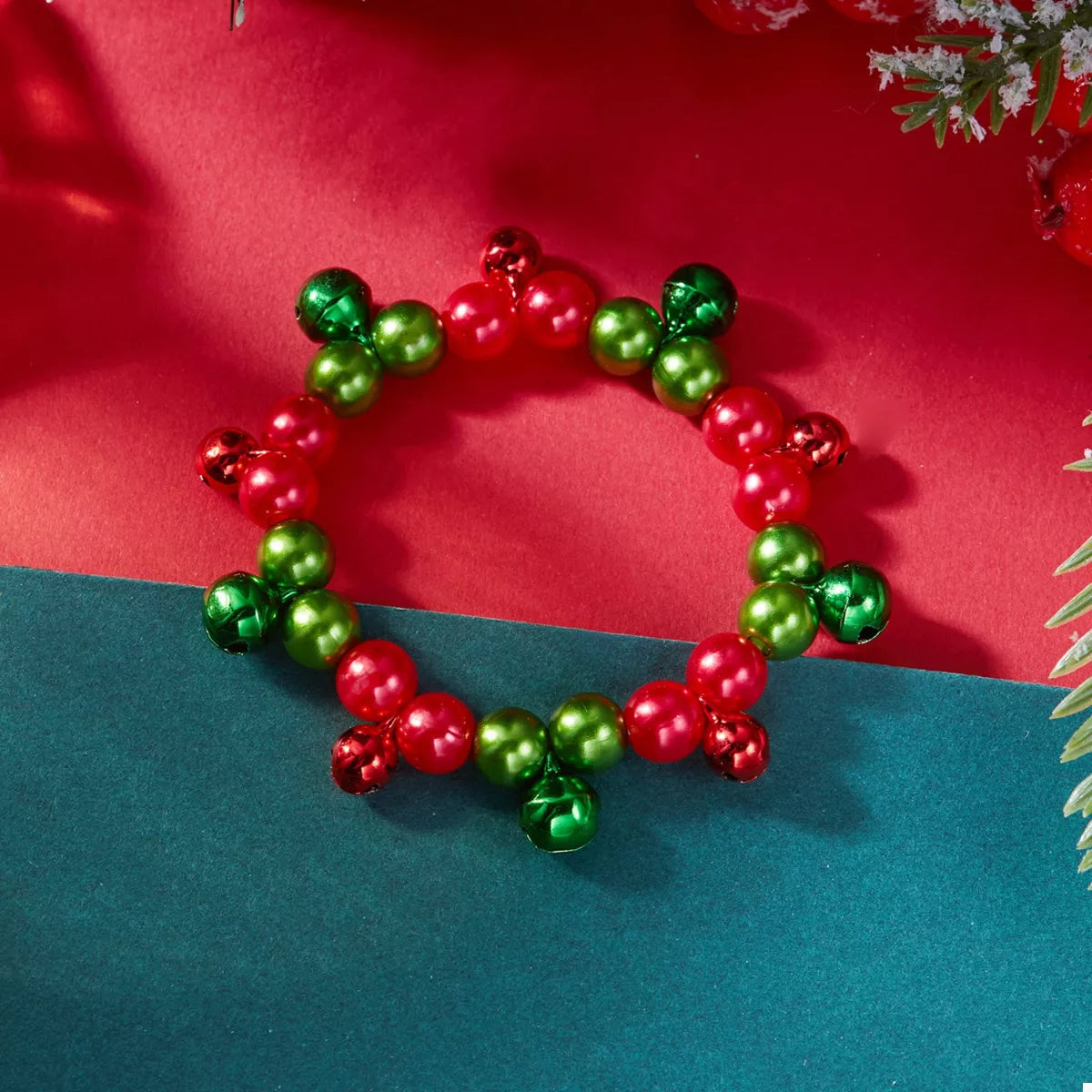 Christmas Holiday Beaded Bell Bracelet