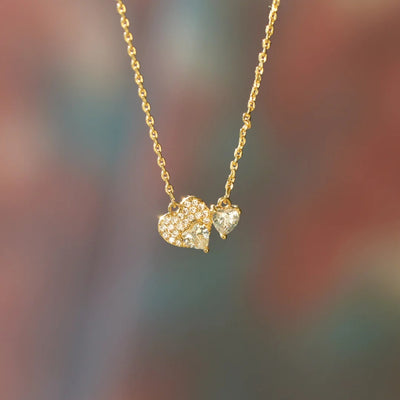 Elegant 18K Gold-Plated Zircon Heart Necklace in Sterling Silver