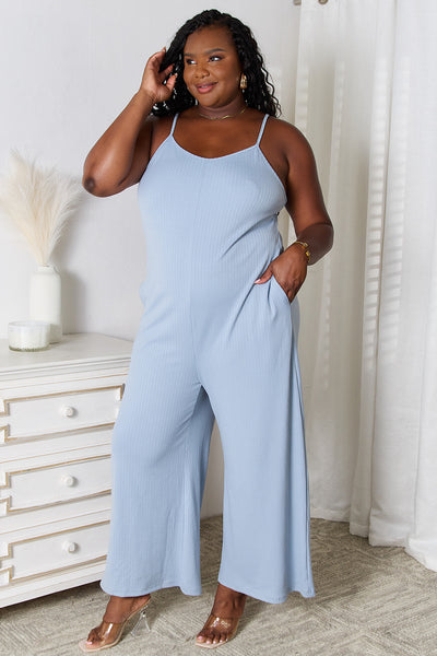Versatile Spaghetti Strap V-Neck Jumpsuit – Trendy & Comfortable