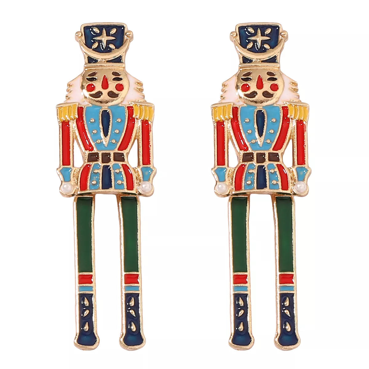 Christmas 18K Gold-Plated Nutcracker Soldier Earrings