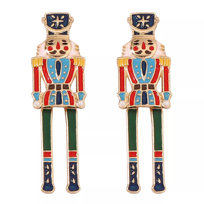 Christmas 18K Gold-Plated Nutcracker Soldier Earrings