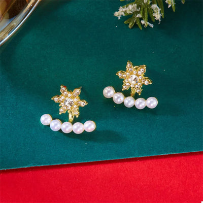 Christmas Snowflake Pearl Earrings