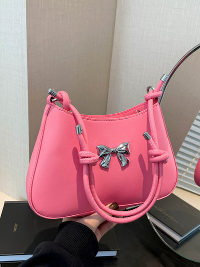 Chic Bow PU Leather Knotted Strap Handbag for Any Occasion