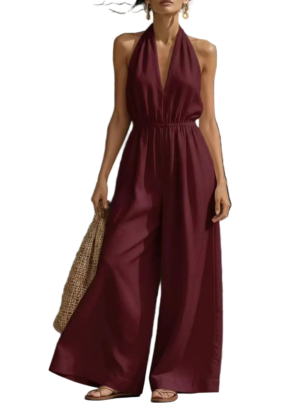 Full Size Halter Neck Wide-Leg Jumpsuit Plus Size