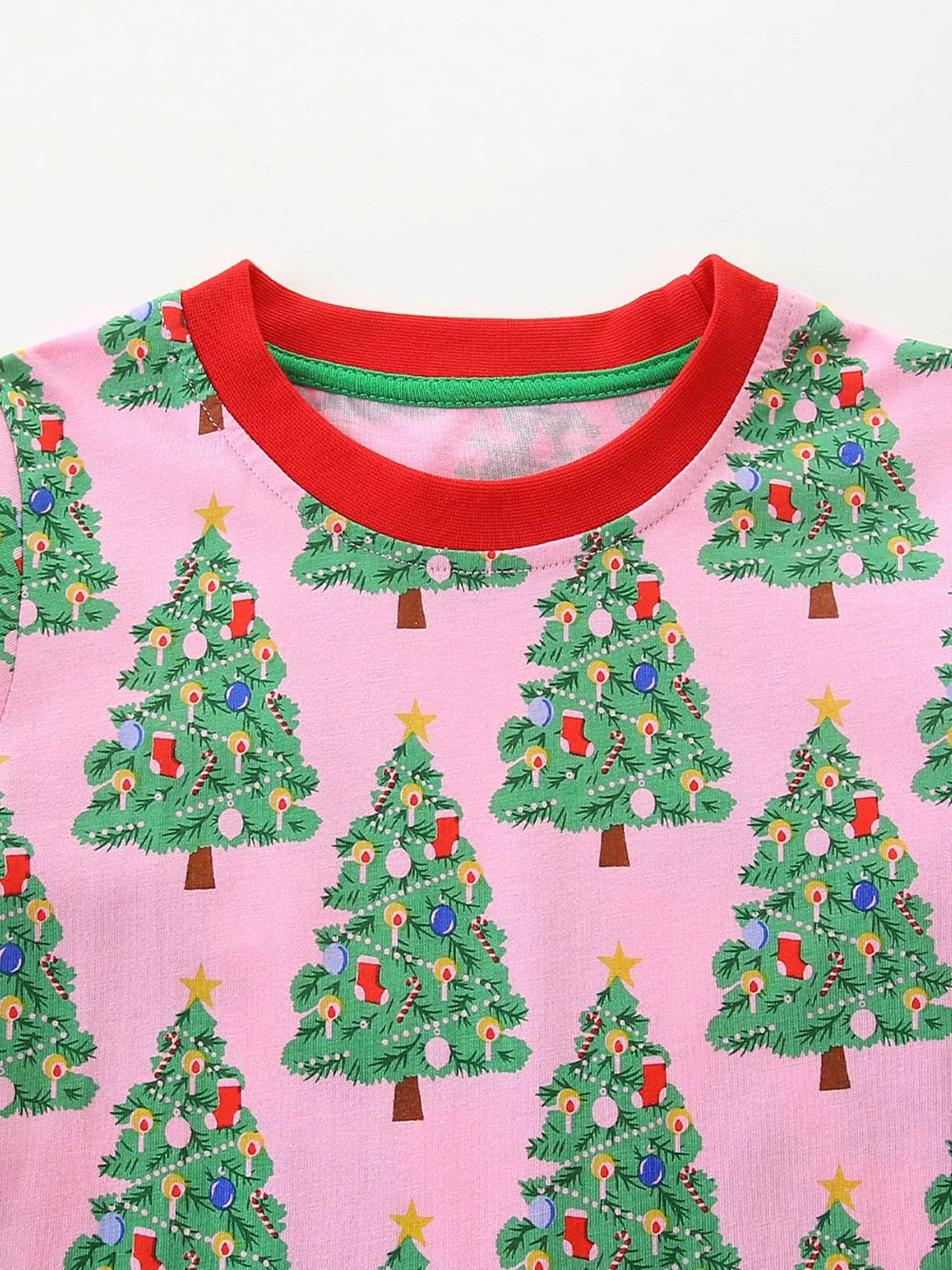 Children's Christmas Tree Print Long Sleeve Dress