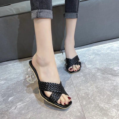 Crisscross Block Heel Sandals