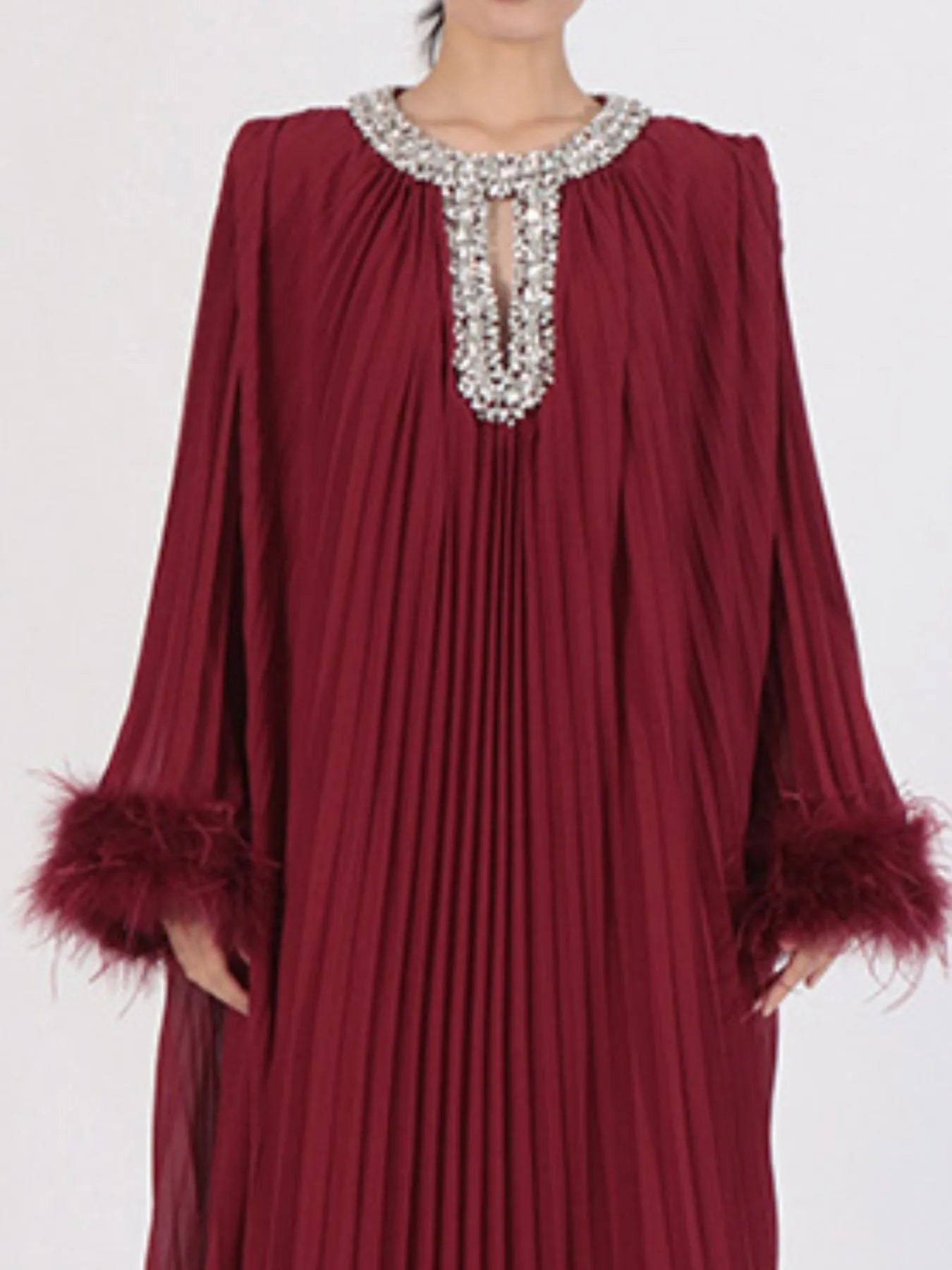 Rhinestone Long Sleeve Maxi Dress