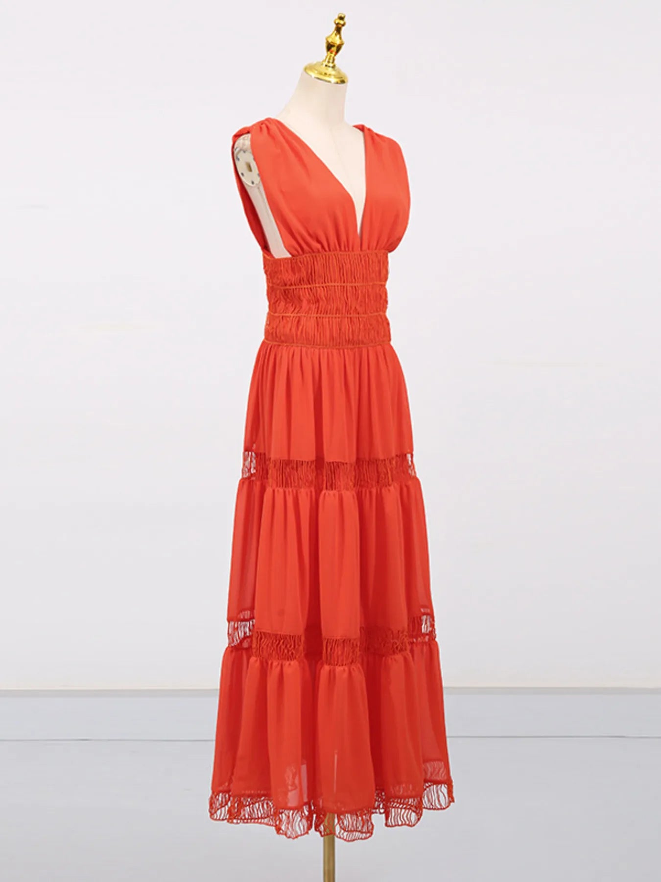 Tiered V-Neck Sleeveless Maxi Dress