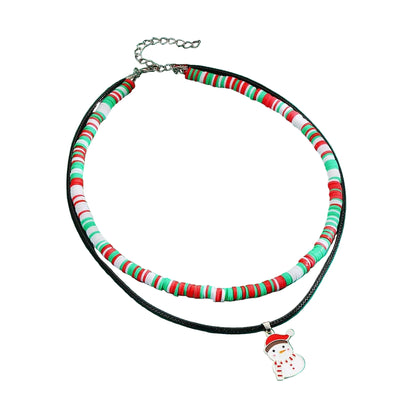 PU Leather Cord Necklace with Christmas Santa Pendant