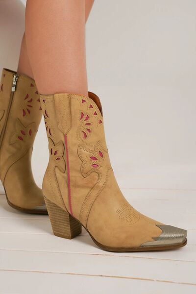 Chic Western Cut-Out Floral Embroidery Boots with Style