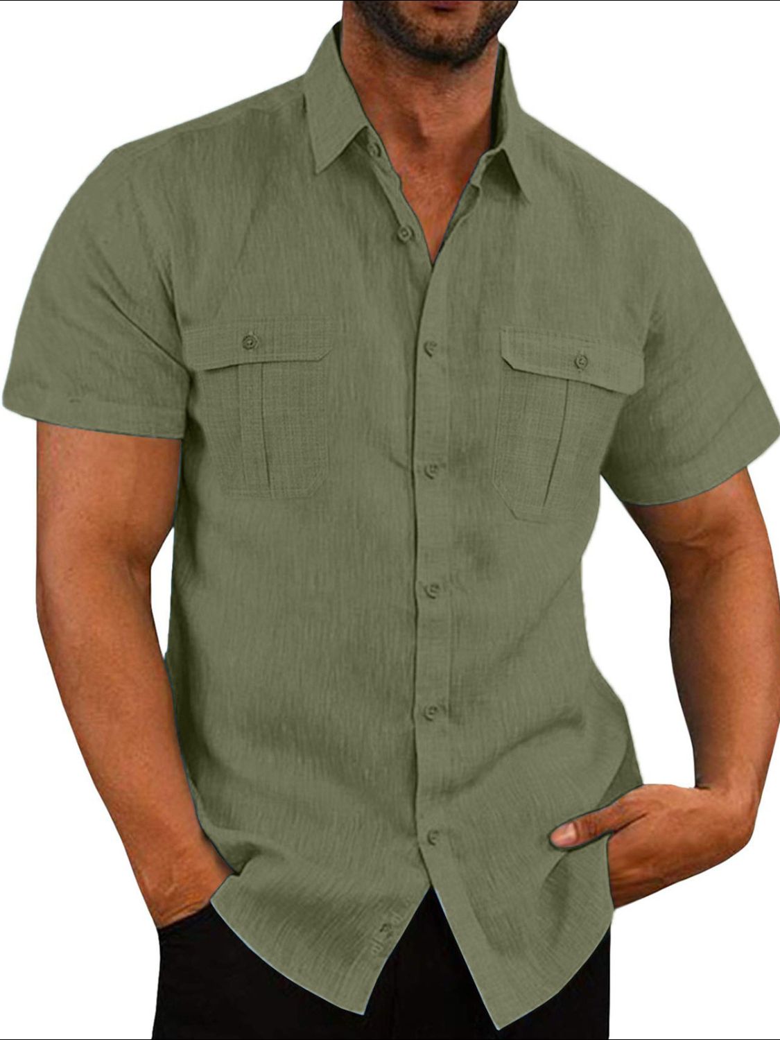 Men's Plus Size Collared Neck Short Sleeve Shirt for Comfort