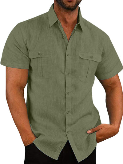 Men's Plus Size Collared Neck Short Sleeve Shirt for Comfort