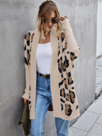 Cozy Angel Wings Leopard Print Fuzzy Cardigan