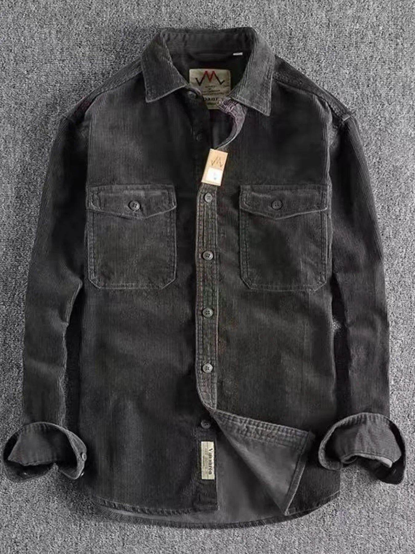 Men's Plus Size Corduroy Long Sleeve Button Up Shirt