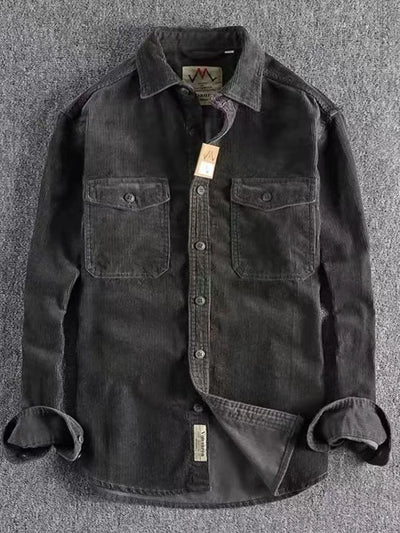 Men's Plus Size Corduroy Long Sleeve Button Up Shirt