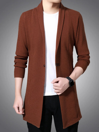 Men's Full Size Long Sleeve Longline Cardigan Plus Size
