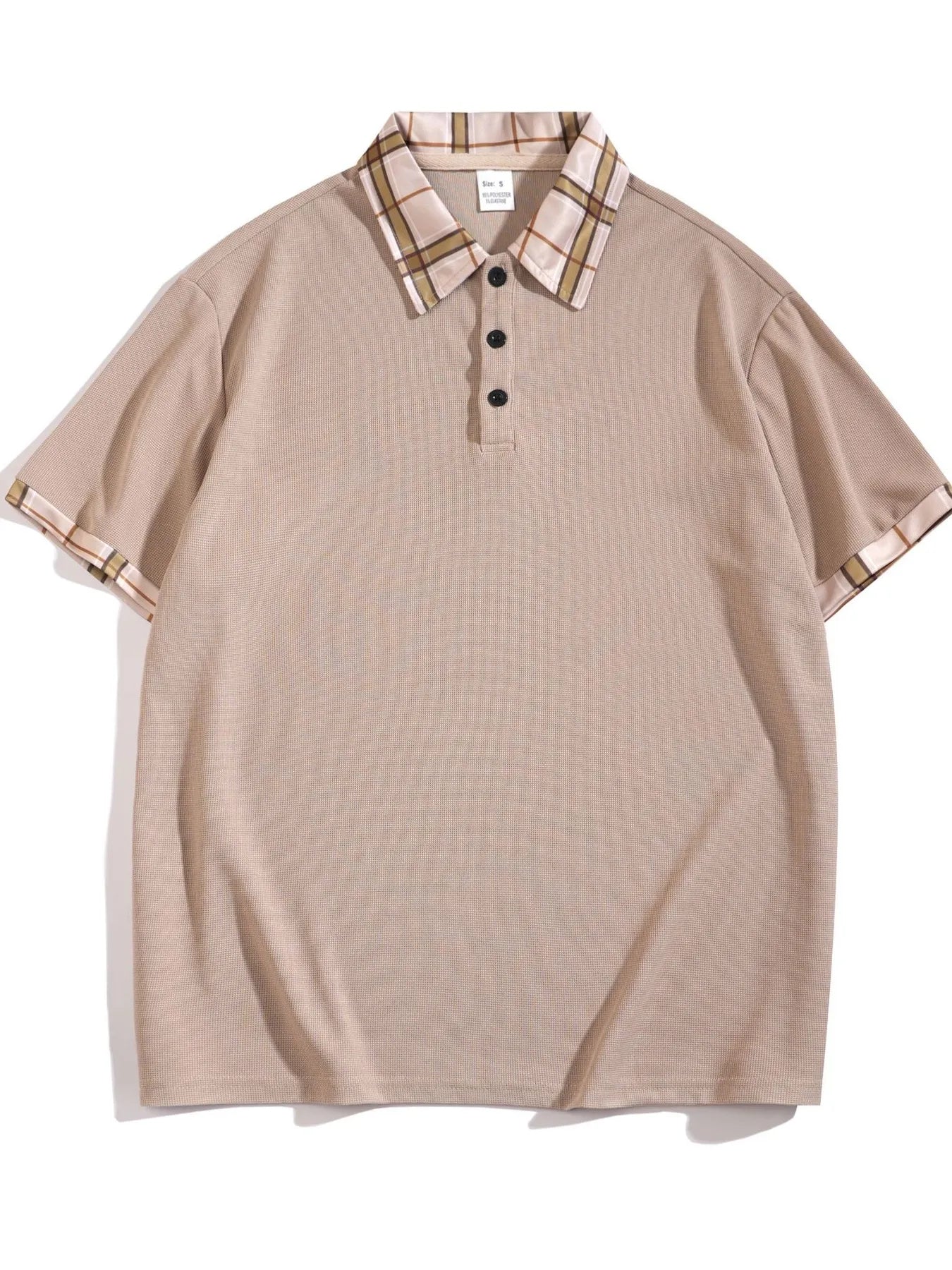 Men's Full Size Classic Plaid Collar Polo and Shorts Set Plus Size