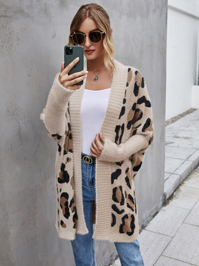 Cozy Angel Wings Leopard Print Fuzzy Cardigan