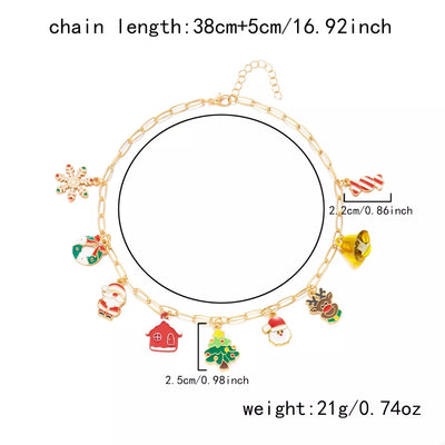 18K Gold-Plated Christmas Charm Necklace