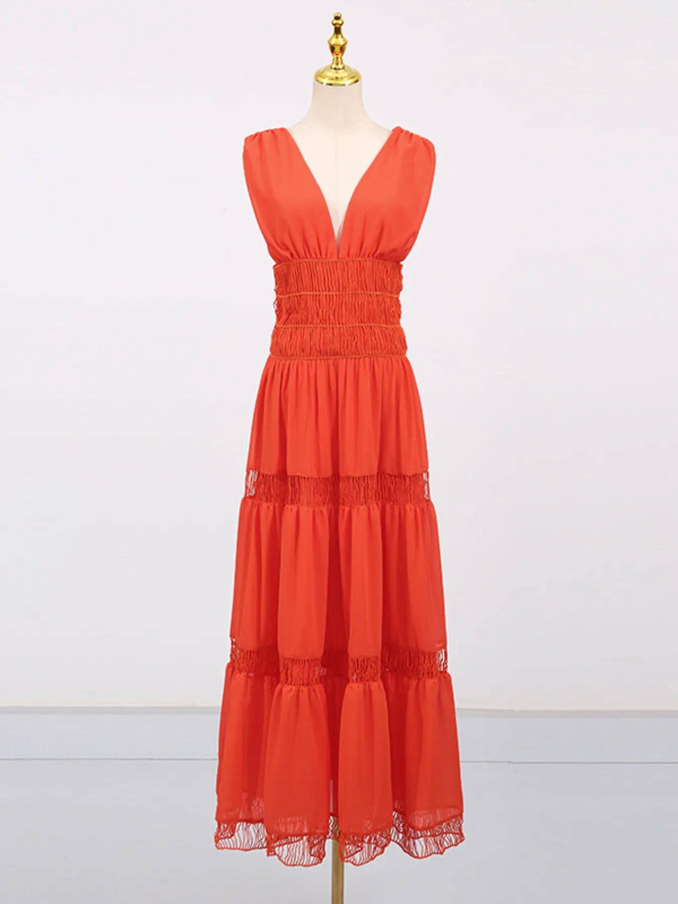 Tiered V-Neck Sleeveless Maxi Dress
