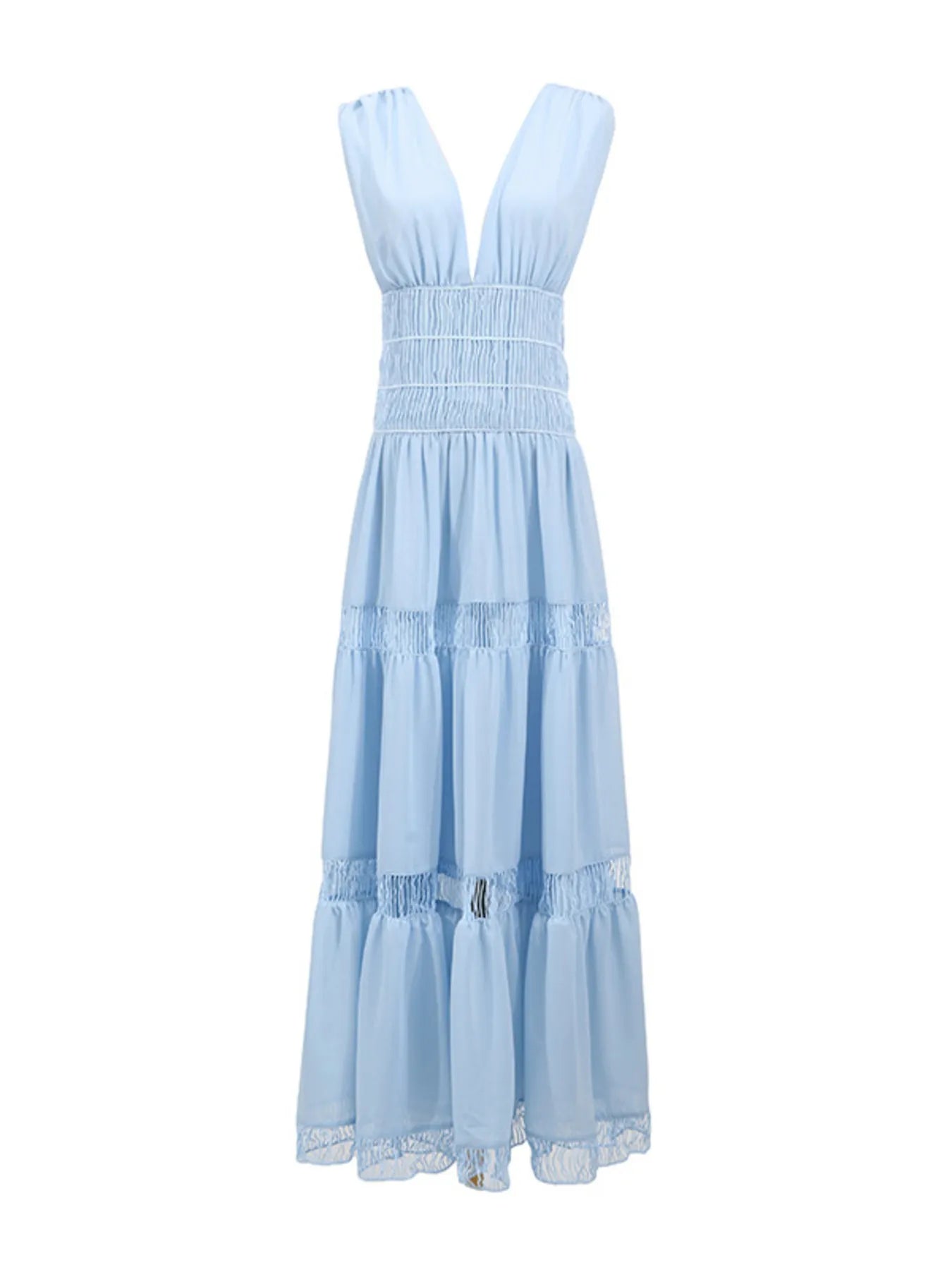Tiered V-Neck Sleeveless Maxi Dress