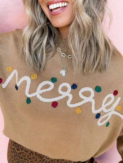 Merry Colorful Dot Detail Christmas Dolman Sweater