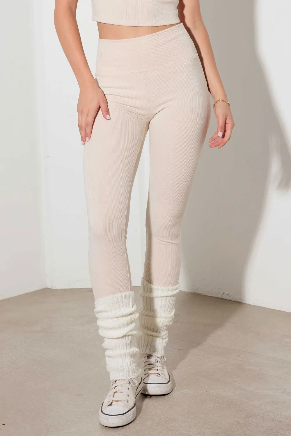 Le Lis Ribbed Crop Cami and High Waist Brushed Leggings Set