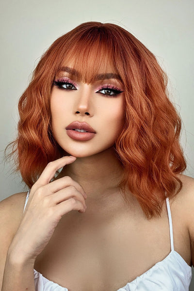 Stylish Bobo Wave 12'' Wig - Soft Pink, Comfortable Fit