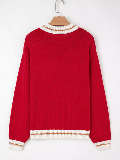 MERRY Contrast Edge Drop Shoulder Christmas Sweater