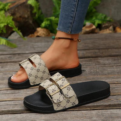 Open Toe Double Buckle Sandals