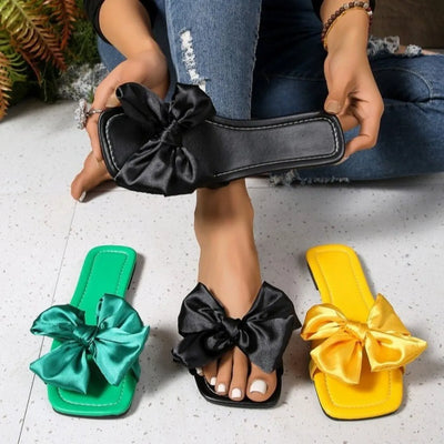 Bow Open Toe Flats Sandals