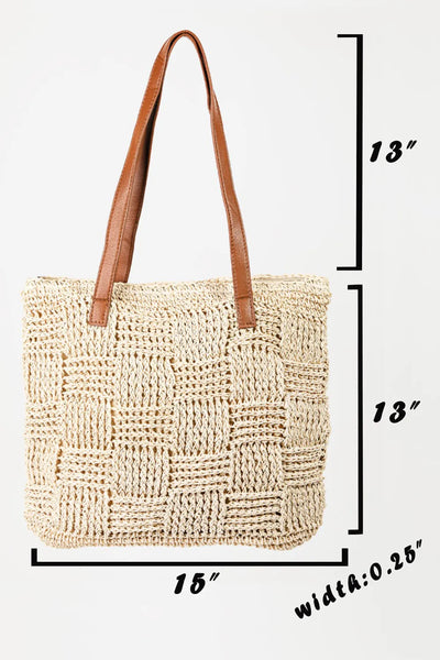 Fame Braided Faux Leather Strap Tote Bag