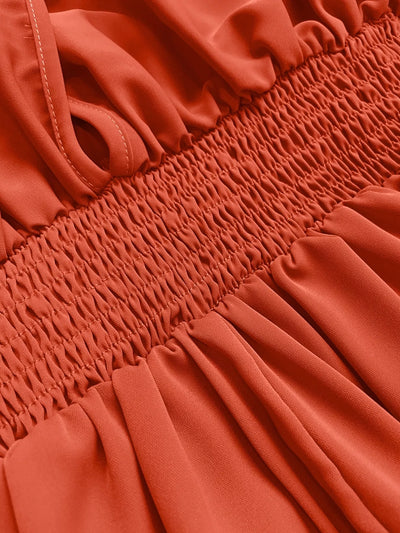 Ruched Sleeve V-Neck Maxi Dress