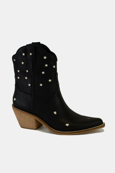 Women's Fashion Faux Leather Star Cutout Pointed Toe Boots