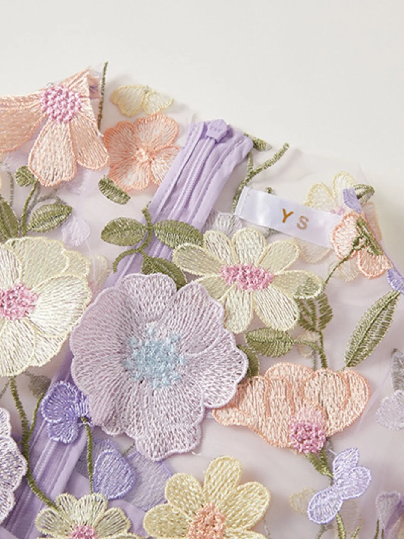 Floral Embroidered Mesh Overlay Maxi Dress