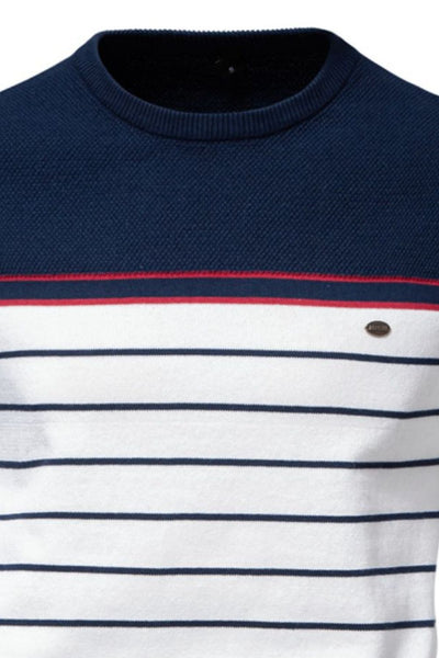 Men's Striped Round Neck Long Sleeve Sweater for Stylish Comfort