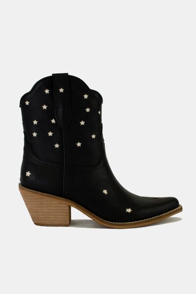 Women's Fashion Faux Leather Star Cutout Pointed Toe Boots