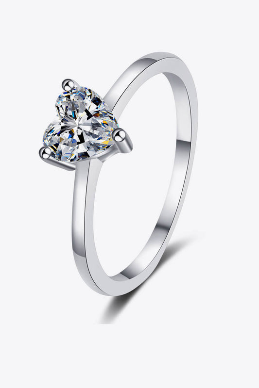 Heart-Shaped Moissanite Ring in Sterling Silver for Promise