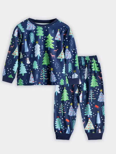 Children's Christmas Tree Print Pajama Set