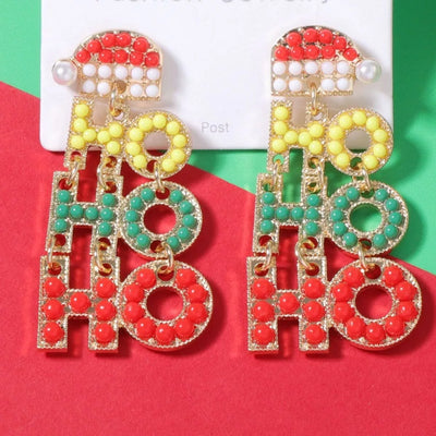 HO HO HO Christmas Drop Earrings